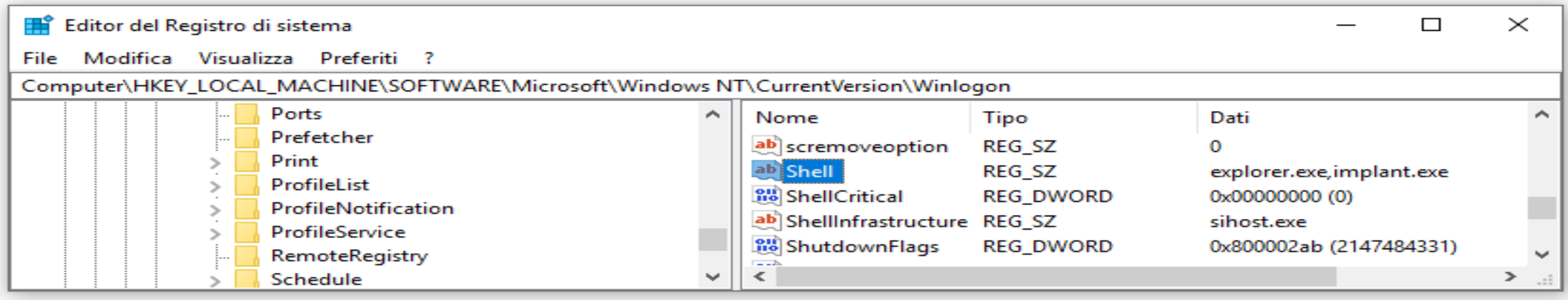 Winlogon registry has been modified