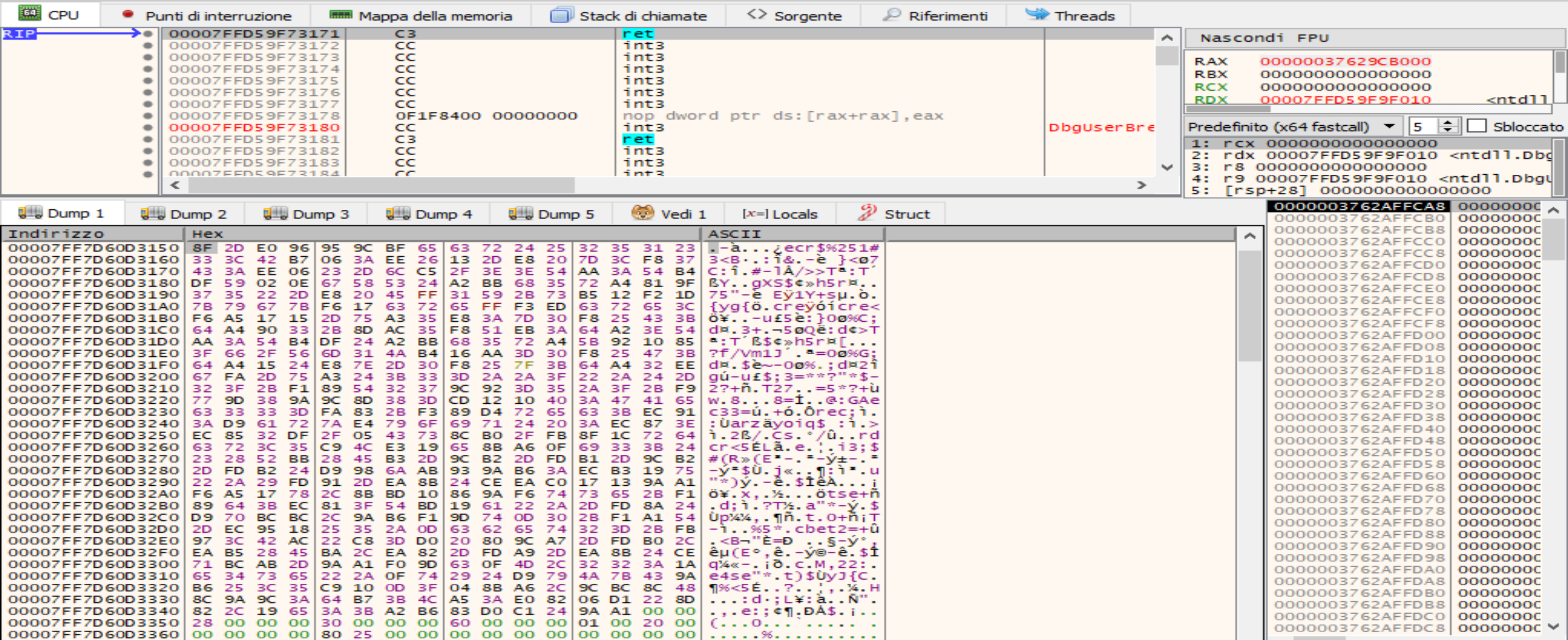 Dump of the memory portion