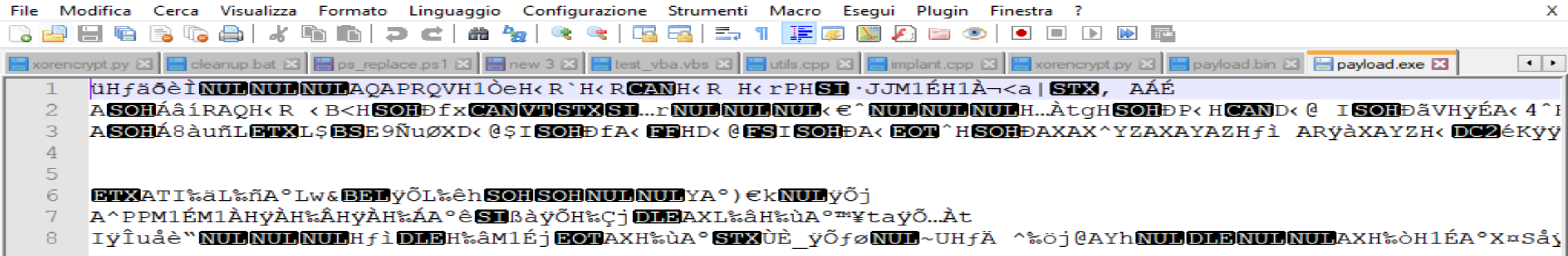 ASCII dump of the shellcode in cleartext