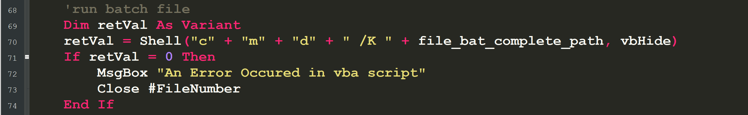 VBScript code