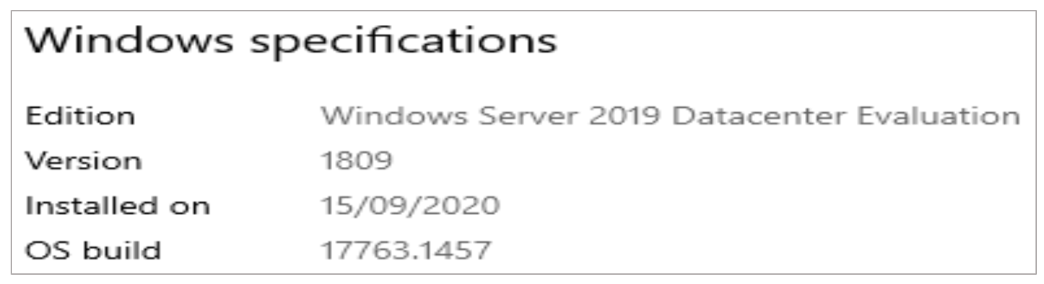 version of the Windows Server